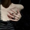 Dark retro style black alloy spider ring for women