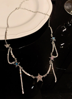 朋克纽扣星星重工项链女