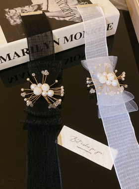 法式超仙白色蝴蝶结蕾丝锁骨链