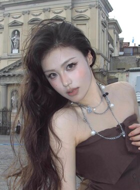 甜酷辣妹珍珠长款项链女