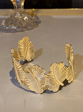 金属树叶臂镯手镯高级感轻奢臂环