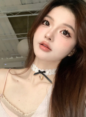 纯欲风蕾丝爱心蝴蝶结项圈