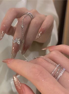 轻奢蝴蝶开口夸张双指环