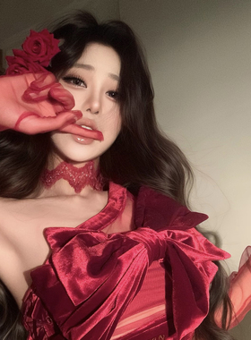 氛围感仿真红玫瑰花发夹