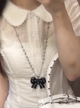 韩系波点蝴蝶结项链女