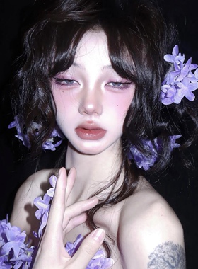 纯欲风紫色樱花发夹女