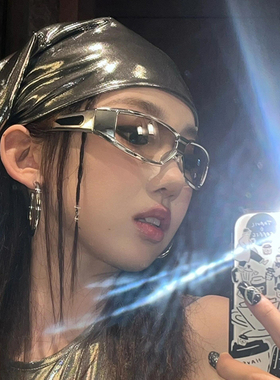美式辣妹风银色包头头巾女