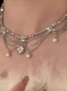 银色水滴珍珠项链高级感