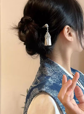 新中式步摇流苏发簪女仿苗银发饰