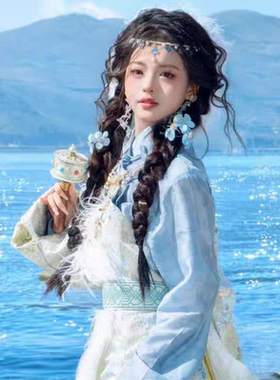 民族风仿珍珠蝴蝶璎珞额头链项链