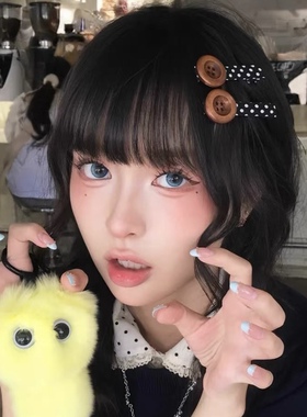 韩系纽扣波点刘海发夹女