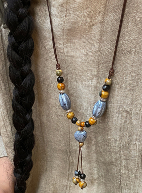 新中式复古陶瓷串珠项链女