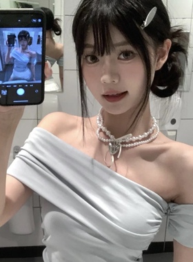 甜酷辣妹风爱心蝴蝶结项链女