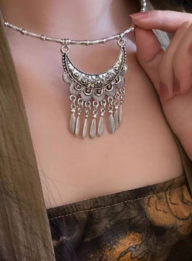 古典异域风流苏吊坠项链女