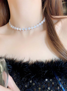 轻奢小众闪钻珍珠项圈女