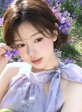 新中式温柔紫色龙须茉莉发夹