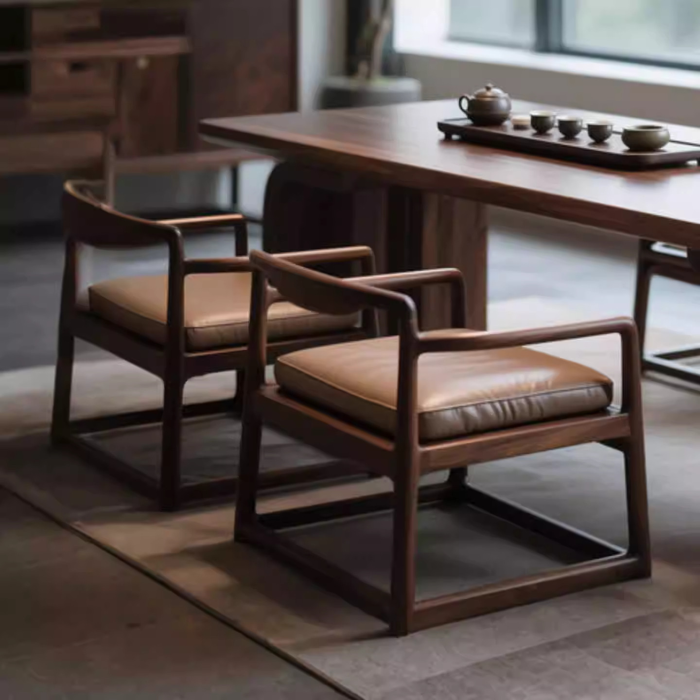 新中式北美黑胡桃木茶桌2026新款简约家用酒店办公禅意泡实木茶桌,淘宝优惠券,粉丝福利购,淘宝优惠卷