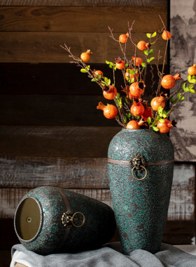 景德镇新中式复古做旧禅意玄关客厅家居摆件插干花水养陶瓷花瓶