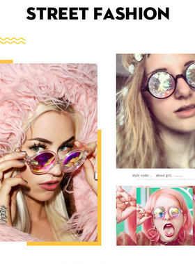 玻璃棱面马赛克圆形万花筒眼镜