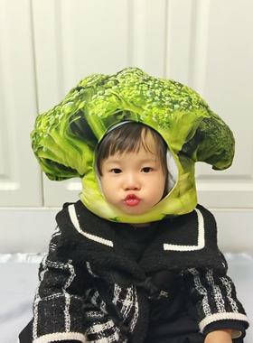 可爱搞怪儿童蔬菜西兰花头套帽子拍照表演摄影道具亲子出游装扮
