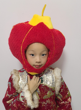 中国风新年红色灯笼头套帽子可爱搞怪儿童拍照头饰表演服饰道具潮