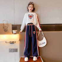 Girl Autumn Clothing Suit 2023 New Children Fall Nets Red Sports Trendy Women Great Children Casual Fashion Two Sets