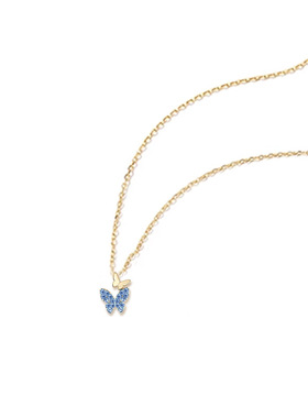 蓝色蝴蝶项链女轻奢小众锁骨链吊坠气质颈链配饰风链条