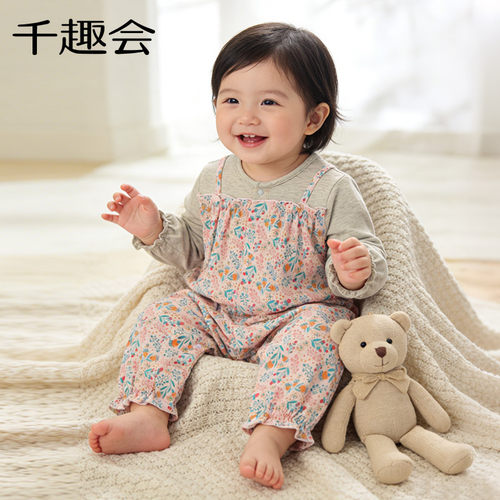 千趣会婴幼儿春装包屁衣爬服设计师系列花园风森系女宝宝连体衣 - 图3