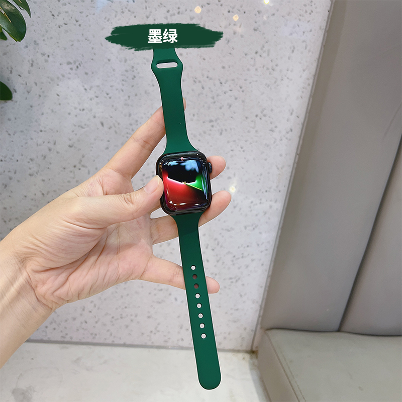 适用iwatch9表带apple watch表带小蛮腰硅胶S8表带7/6/5/4/3/2SE苹果手表运动表带44/40/41/45mm超细夏表带女 - 图3