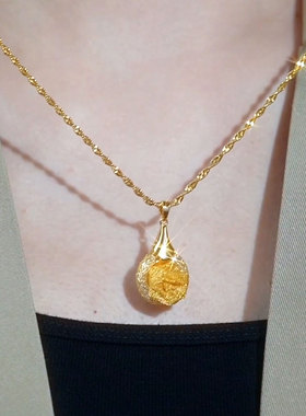 港式复古风镂空黄花金属项链女神