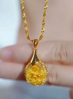 港式复古风镂空玫瑰花吊坠项链女