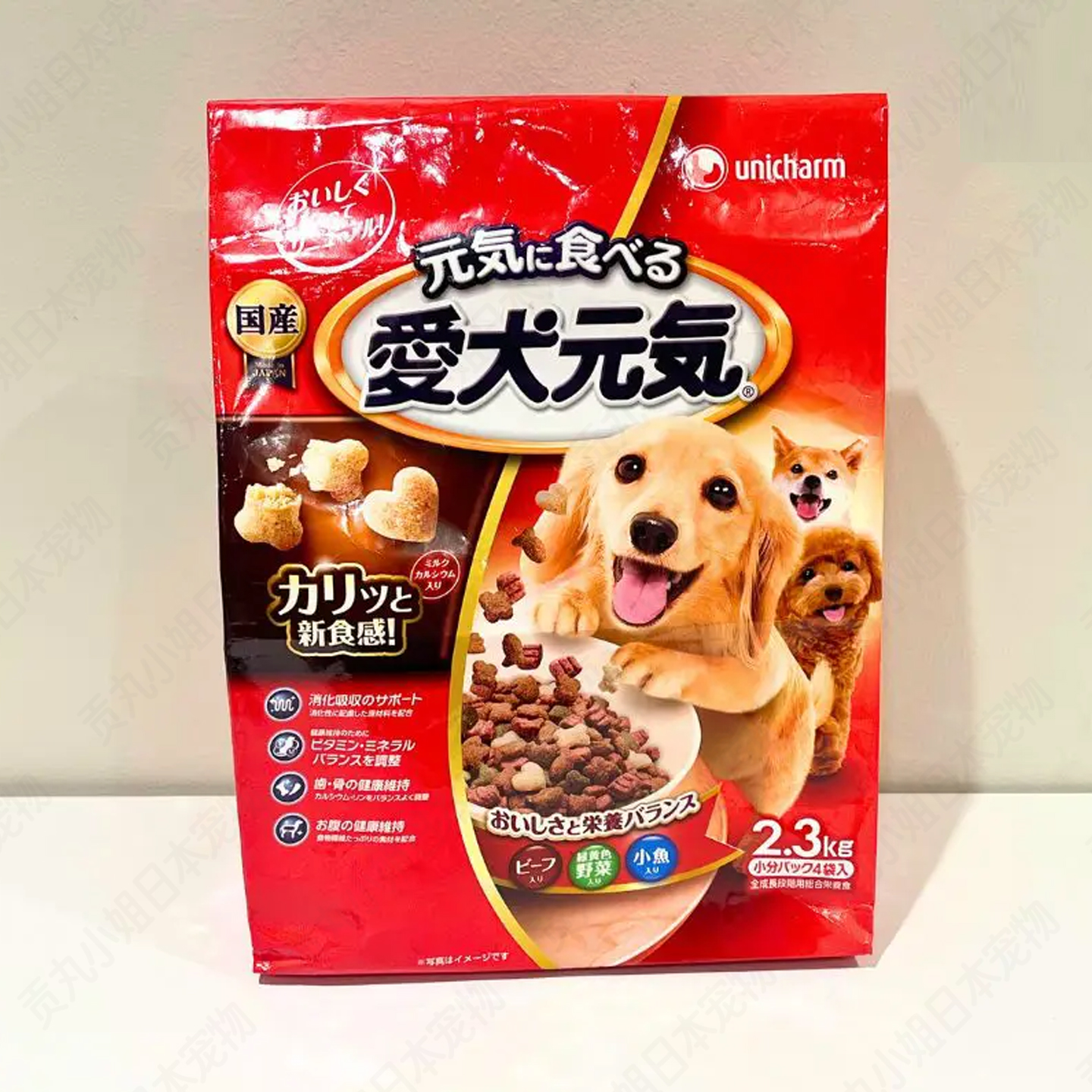 日本产 unicharm尤妮佳幼犬成犬高龄犬通用型增强抵抗力干狗粮 - 图0