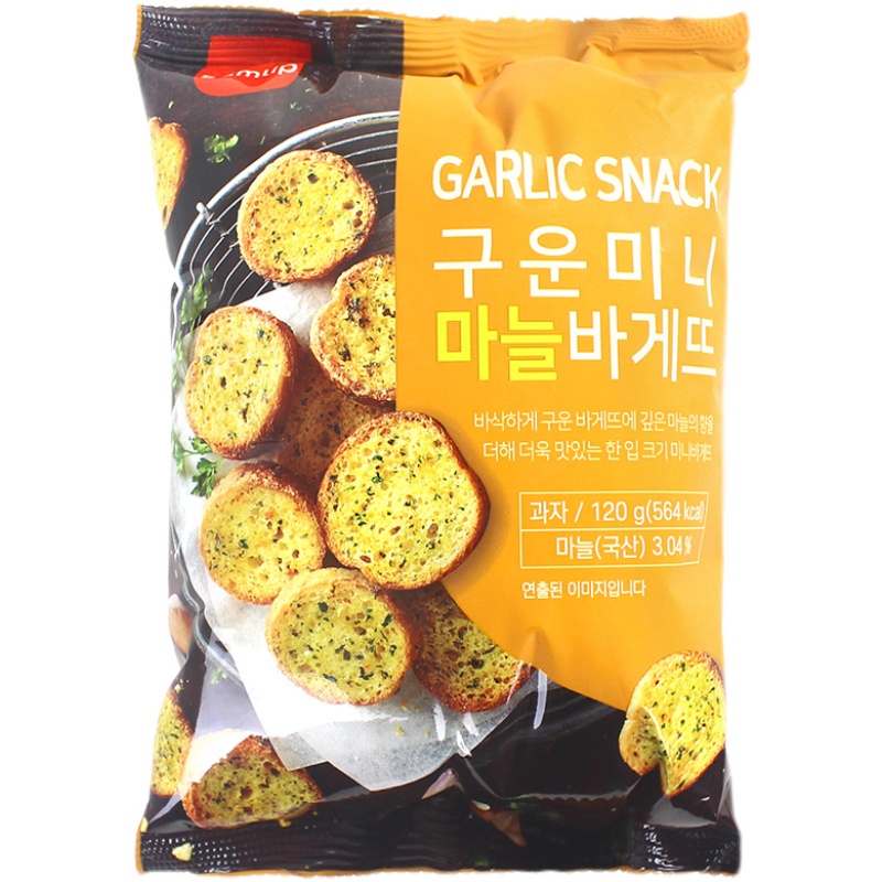 韩国进口 Samlip法式奶香蒜蓉风味法棍切片面包饼干120g网红零食-图3