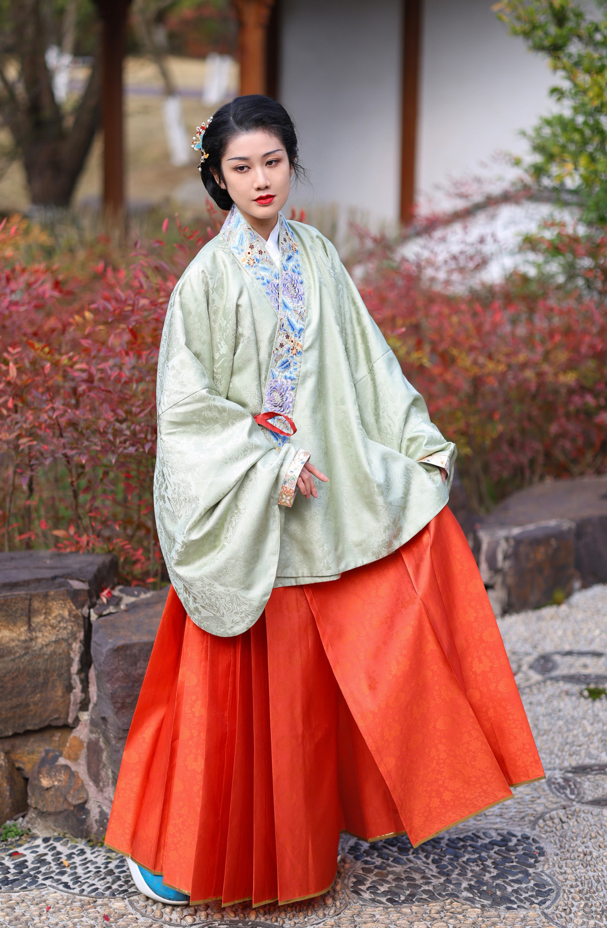 囿春【六六折清仓】雀上心头 素色暗纹纱马面裙 - 图1