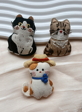 甜宠萌小猫布艺充棉胸针可爱童趣服装别针书包背包韩式装饰品衣帽