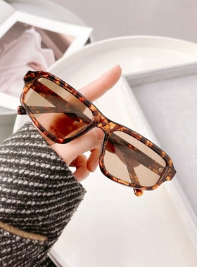 复古板材猫眼偏光太阳镜男女高级感运动墨镜夜视黄色骑行眼镜ins