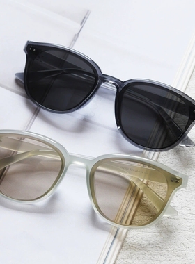 韩版粥水绿色太阳镜女高清尼龙镜片防紫外线小红书同款浅茶色墨镜