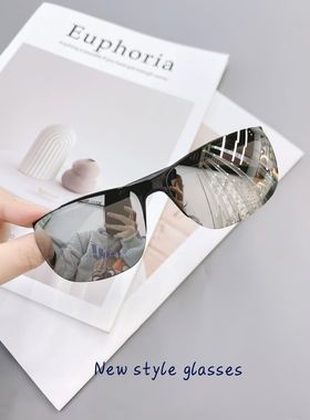 未来感炫酷骑行曲面护目半框太阳镜男女高级感头发箍墨镜防紫外线