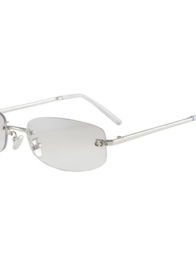 欧美时髦无框蓝色太阳眼镜男女潮明星同款ins网红Y2K辣妹御姐墨镜