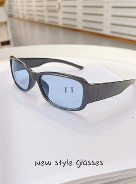 欧美摩登复古前卫窄框太阳镜男女高级感蓝色绿色墨镜驾驶防紫外线