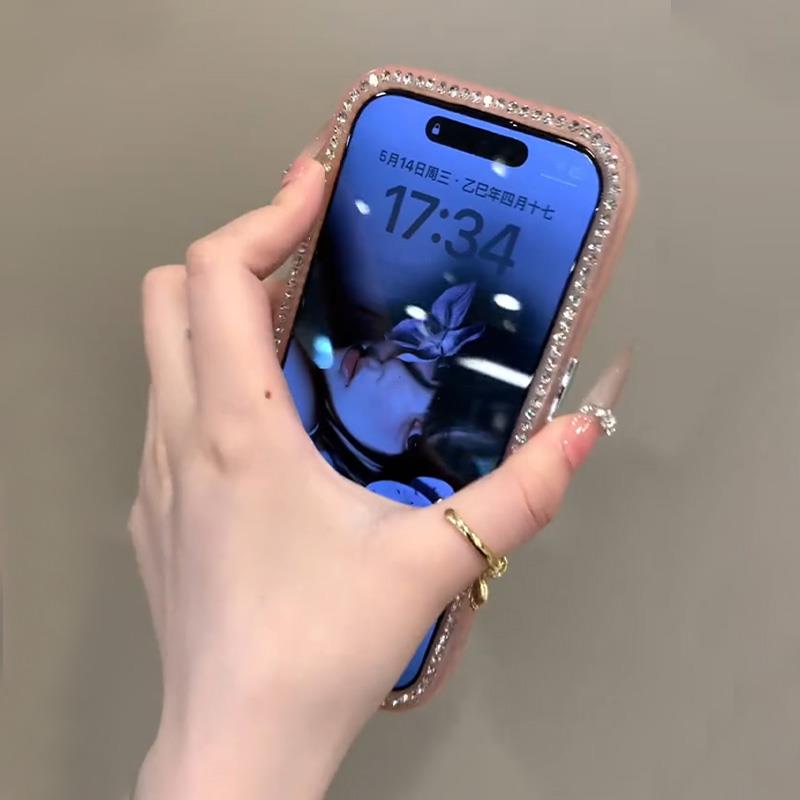 ins边框闪钻紫色适用苹果17手机壳iphone15promax新款2025网红爆款女16Pro超好看13高级感14pm防摔保护套外壳 - 图3