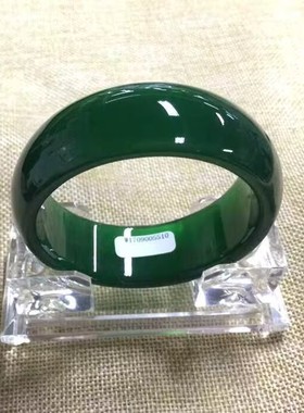 玛瑙玉石帝王绿玉手镯女款加宽加厚轮胎碧玉手镯玉石女款霸气时尚