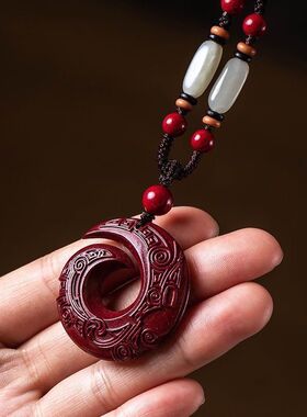 朱砂时来运转吊坠挂饰男女平安项坠挂件百搭项链毛衣链锁骨链配饰