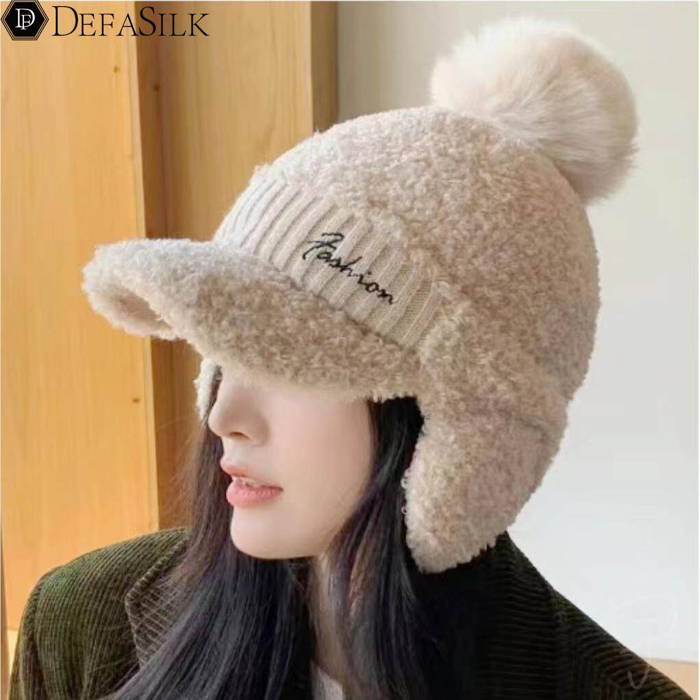 毛绒鸭舌棒球帽女大檐雷锋帽子女可爱加绒护耳防寒套头帽百搭帽子,淘宝优惠券,粉丝福利购,淘宝优惠卷