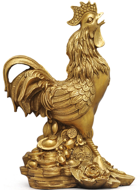 黄铜吉祥物金鸡婚外情烂桃花摆件