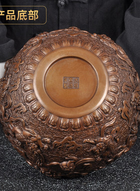 紫铜狮子缸摆件招财聚宝盆事事如意家居客厅玄关装饰品乔迁送礼品