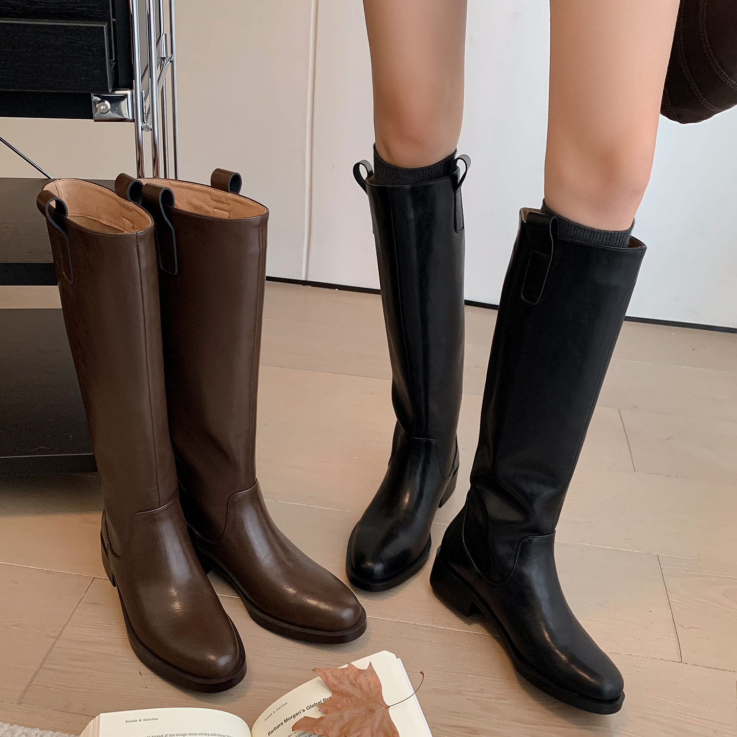 许我耀眼赵露思同款不过膝长筒靴骑士靴女长靴马术靴加绒秋冬长靴 - 图2