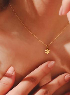 猫爪项链女钛钢不掉色18k金猫咪少女简约锁骨链时尚饰品百搭气质