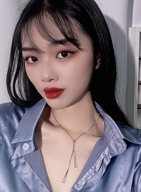钛钢简约几何项链女锁骨链可调整长度吊坠设计褪色包退货饰品颈链