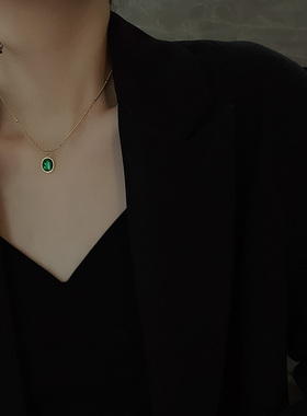 欧拉拉钛钢祖母绿项链不掉色